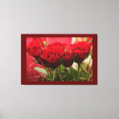 Rote Rose mit dunkelroten Blätter Premium Leinwanddruck (Vorderseite)