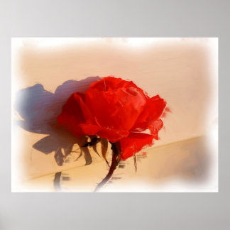Rote Rose mit Frostölmalerei Digitale Kunst Poster