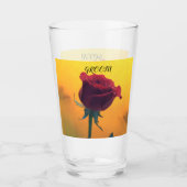 Rote Rose mit gelbem Hochzeitsglas Glas (Vorderseite)