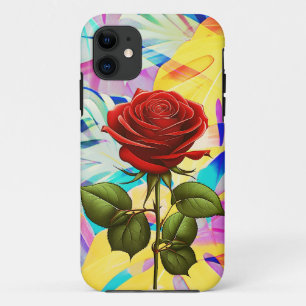 ROTE ROSE MIT GEOMETRISCHEM MODERNEN NATURHINTERGR Case-Mate iPhone HÜLLE