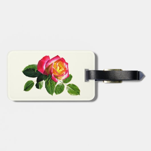 Rote Rose mit goldgelber Mitte Gepäckanhänger (Rückseite horizontal)