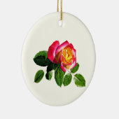 Rote Rose mit goldgelber Mitte Keramik Ornament (Rechts)
