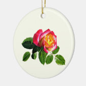 Rote Rose mit goldgelber Mitte Keramik Ornament (Links)
