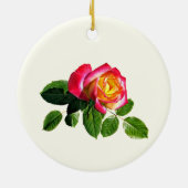 Rote Rose mit goldgelber Mitte Keramik Ornament (Hinten)