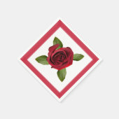 Rote Rose mit Grenzpapier Napkin Serviette (Ecke)