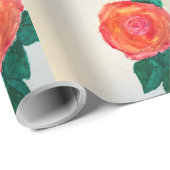 Rote Rose mit grünen Blättern Geschenkpapier (Rolleneckpunkt)