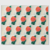 Rote Rose mit grünen Blättern Geschenkpapier (Flach)
