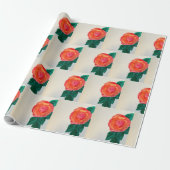 Rote Rose mit grünen Blättern Geschenkpapier (Ungerollt)