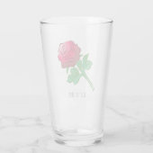 Rote Rose mit grünen Blättern Glas (Rückseite)