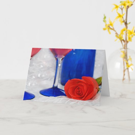 rote Rose mit Karte (Gelbe Blume)