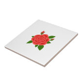 Rote Rose mit Knospen Weiße Keramikfliese (Seite)