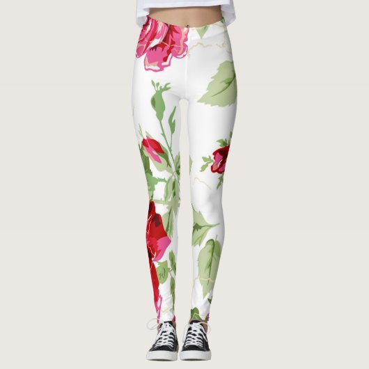 Rote Rose mit Leggings mit weißem Hintergrund (Vorderseite)