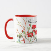 Rote Rose Mit Monogramm Name Tasse (Links)