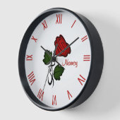 Rote Rose mit Namen römische Zahlen Uhr (Winkel)