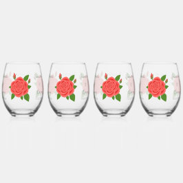 Rote Rose mit Pedalen Stemless Weinbrille Weinglas Ohne Stiel