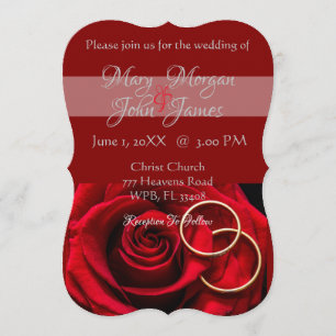 Rote Rose mit Ring Hochzeit Einladung