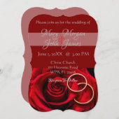 Rote Rose mit Ring Wedding Einladung (Vorne/Hinten)