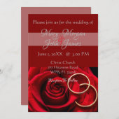 Rote Rose mit Ring Wedding Einladung (Vorne/Hinten)