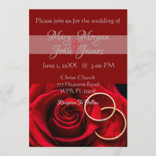 Rote Rose mit Ring Wedding Einladung