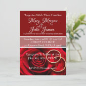 Rote Rose mit Ring Wedding Einladung (Stehend Vorderseite)