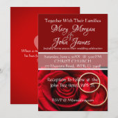 Rote Rose mit Ring Wedding Einladung (Vorne/Hinten)