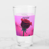 Rote Rose mit rosa Hochzeitsglas Glas (Vorderseite)