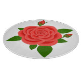 Rote Rose mit runden Knospen Schneidebrett (Ecke)