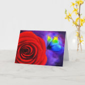 Rote Rose mit Schmetterlingsmalerei - Multimedia Karte (Gelbe Blume)