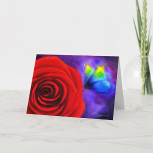 Rote Rose mit Schmetterlingsmalerei - Multimedia Karte