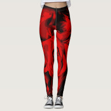 Rote Rose mit Schwarz-Print-Leggings