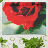 Rote Rose mit Taubenfallen Geschirrtuch (Gefaltet)