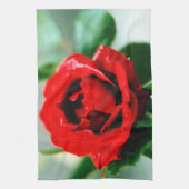 Rote Rose mit Taubenfallen Geschirrtuch (Vertikal)
