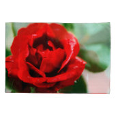 Rote Rose mit Taubenfallen Kissenbezug (Rückseite)