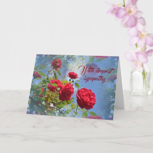 Rote Rose - Mit tiefstem Beileid Karte (Orchidee)