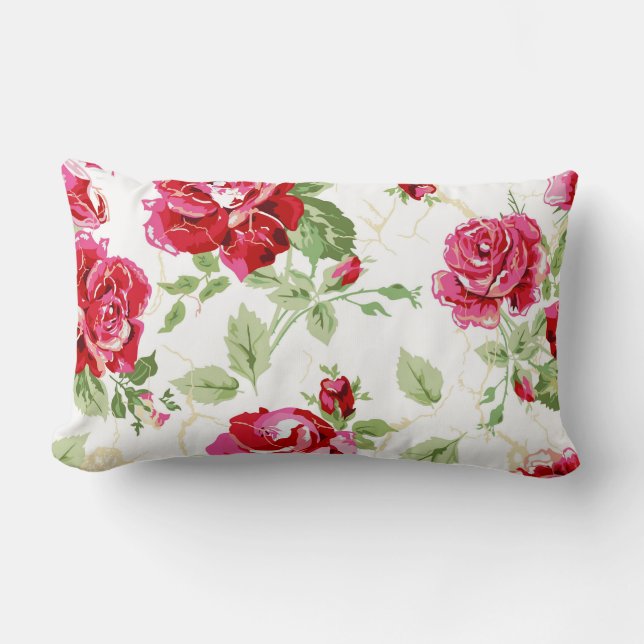 Rote Rose mit weißem Hintergrund Lumbalkissen Lendenkissen (Vorderseite)