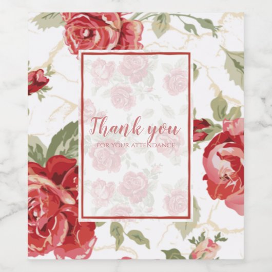 Rote Rose mit weißem Hintergrund Weinetikett (Einzelnes Label)