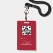 Rote Rose, Mitarbeiter-Foto-ID mit QR-Code, Untern Ausweis (Rückseite mit Schlüsselband)