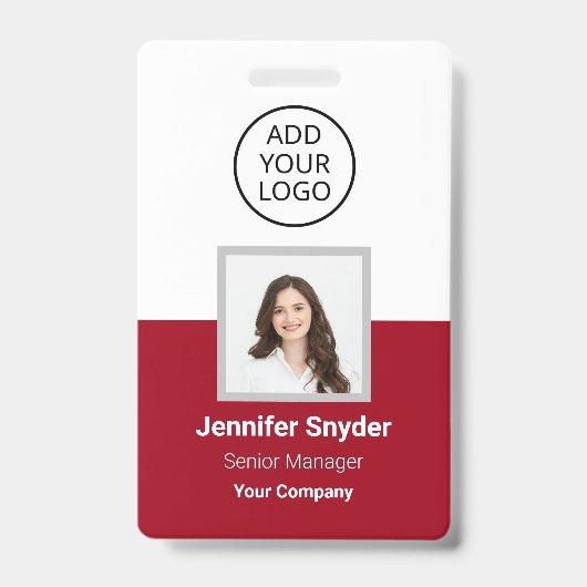 Rote Rose, Mitarbeiter-Foto-ID mit QR-Code, Untern Ausweis (Vorderseite)