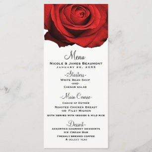 Rote Rose Moderne Eleganz Hochzeitsmenü Menükarte