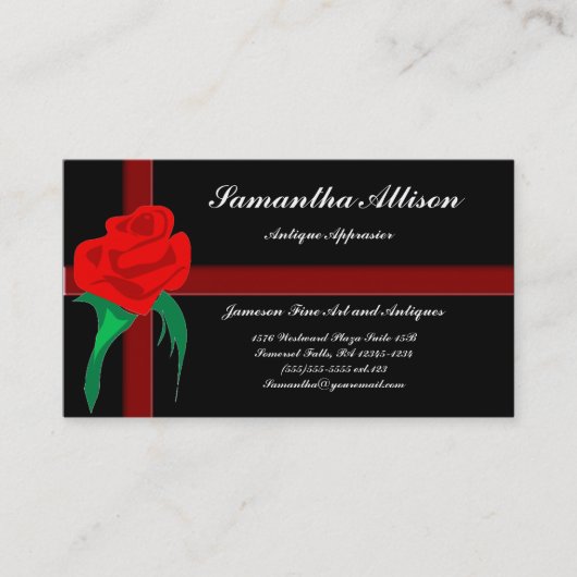 Rote Rose Moderne Goth Business Card Visitenkarte (Vorderseite)