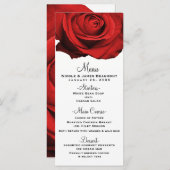 Rote Rose Modernes Glam Elegantes Hochzeitsmenü Menükarte (Vorne/Hinten)