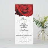 Rote Rose Modernes Glam Elegantes Hochzeitsmenü Menükarte (Stehend Vorderseite)