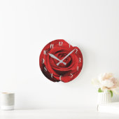 Rote Rose Modernes Rustikales Weißgletscher Elegan Runde Wanduhr (Zuhause)