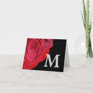Rote Rose-Monogramm-Note-Karte
