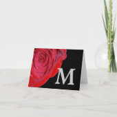 Rote Rose-Monogramm-Note-Karte (Vorderseite)