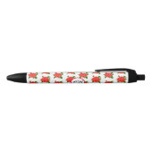 Rote Rose Monogramm Schwarzer Tinten Pen Kugelschreiber (Oberseite)