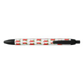 Rote Rose Monogramm Schwarzer Tinten Pen Kugelschreiber (Rückseite)