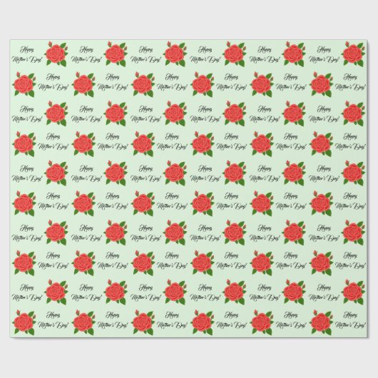 Rote Rose Mother's Day Wrapping Paper Geschenkpapier (Flach)