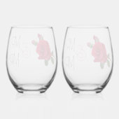 Rote Rose Mr. und Mrs. Wedding Glassware Weinglas Ohne Stiel (Rückseite)