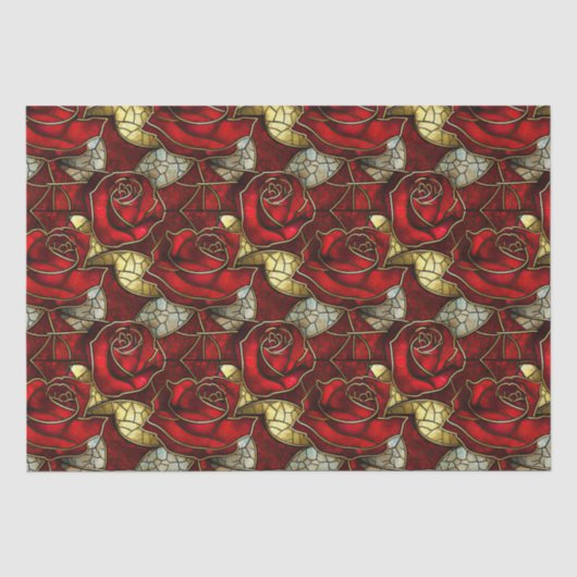 Rote Rose-Muster Seidenpapier (Vorderseite)